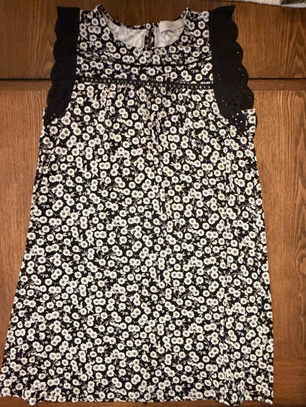 Black and White Floral A-Line Dress -  Lovely Lace Trim